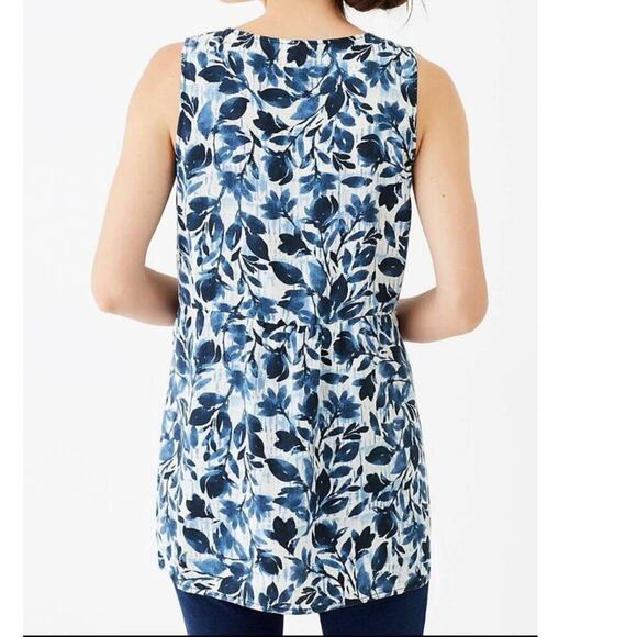 J. Jill Purejill Floral Sleeveless Tunic Top Small Tiered 100% Tencel Tank - Picture 2 of 10